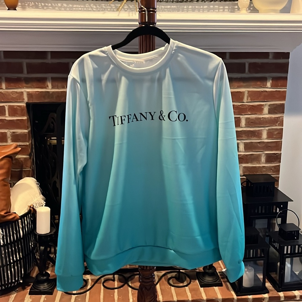 🔥Tiffany and Co. Written on Long Sleeve Sweatshirt.Tiffany Blue /White Ombre:XL